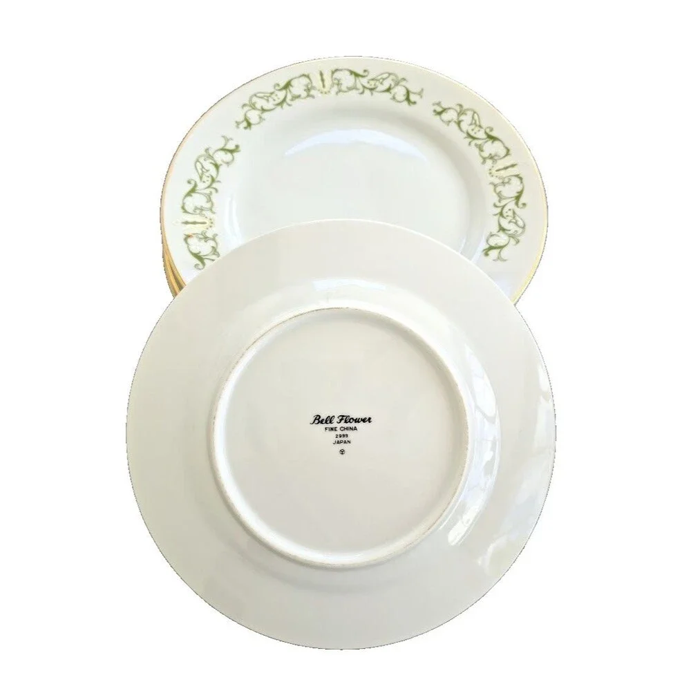 Bell Flower Fine China Japan 2999 3 Pc Place Setting Dinner Bowl Bread Plates
